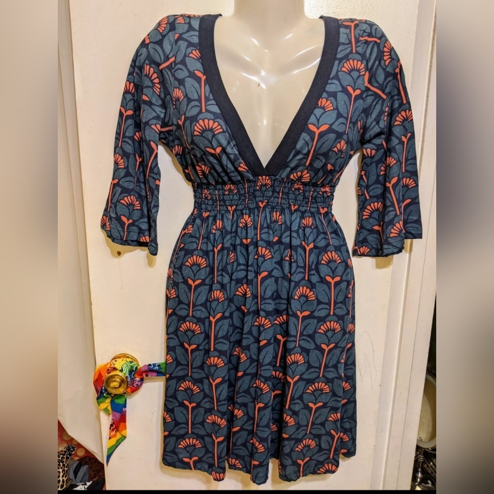 Puella cotton dress multicolored floral print v-neck pullover 🌼 D1